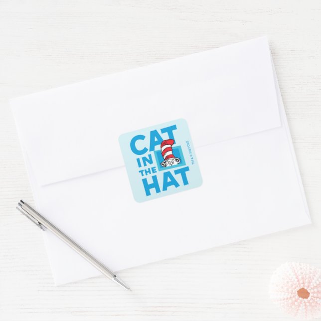 Sticker Carré Dr. Seuss | Logo du Chat dans le Chapeau (Enveloppe)