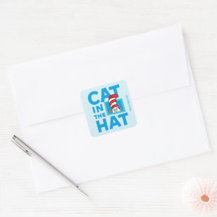 Sticker Carré Dr. Seuss Logo du Chat dans le Chapeau