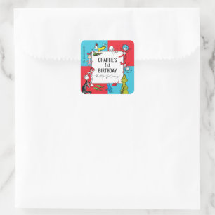 Sticker Carré Dr. Seuss - Personnages   Anniversaire Enfants
