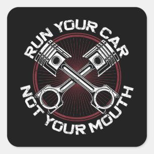 Sticker Carré Drag Racing Car Vintage Exécuter Votre Voiture Pas