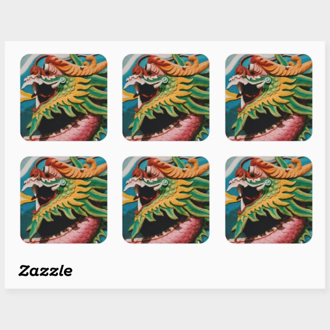 Sticker Carré Dragon (Feuille)