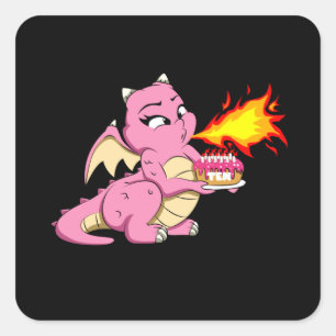 Sticker Carré DRAGON ANNIVERSAIRE 10 10e anniversaire fille mign