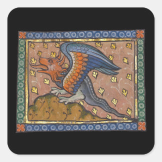 Sticker Carré Dragon Bestiaire Médiéval c. 1270