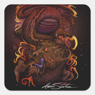 Sticker Carré Dragon (conception de signature)