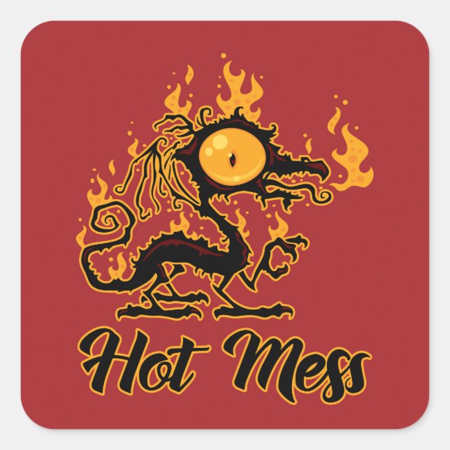 Sticker Carré Dragon Crise Mess Hot Mess (Devant)