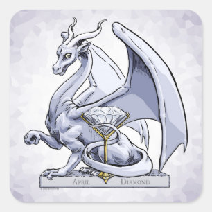 Sticker Carré Dragon de pierre porte-bonheur d'avril : Diamant