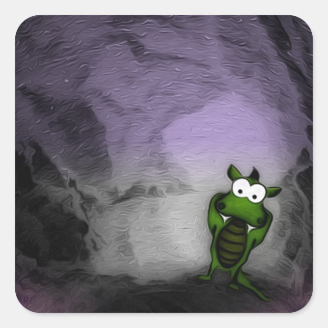 Sticker Carré Dragon doré (Devant)