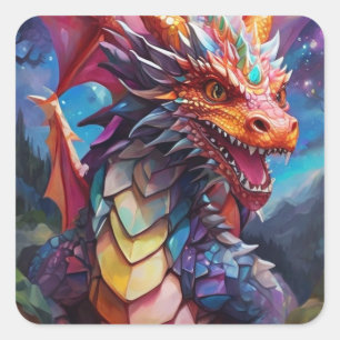 Sticker Carré Dragon éblouissant