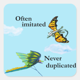 Sticker Carré Dragon et cerf-volant