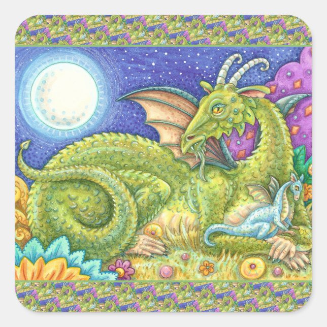STICKER CARRÉ DRAGON FAMILLE PROCHAINE GÉNÉRATION, IMAGINAIRE WH (Devant)