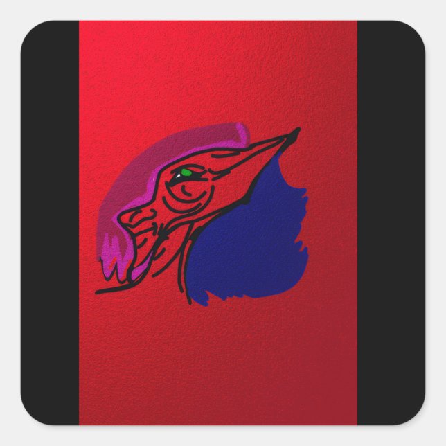 Sticker Carré Dragon Fashionista  (Devant)