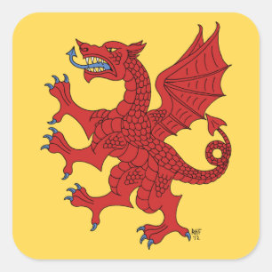 Sticker Carré Dragon Rampant Gules