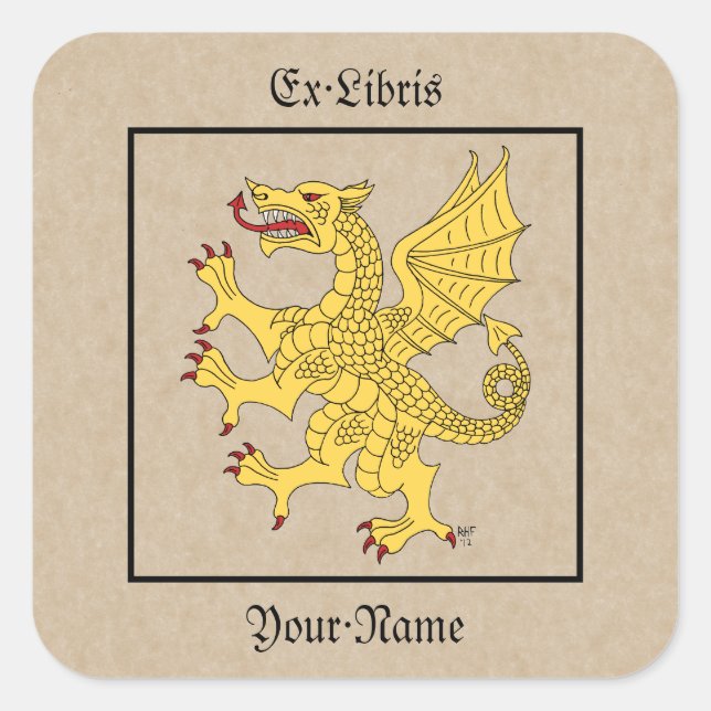 Sticker Carré Dragon Rampant Ou Plaque (Devant)