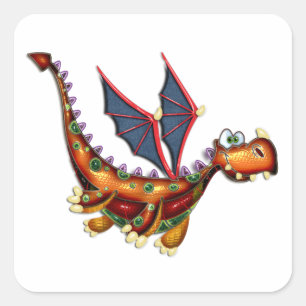 Sticker Carré Dragon volant