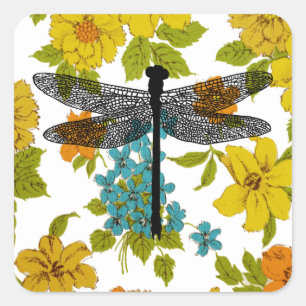 Sticker Carré dragonfly Bug Iflowers nature Silhouette art