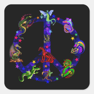 Sticker Carré Dragons de paix