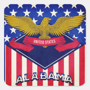 Sticker Carré Drapeau Alabama USA