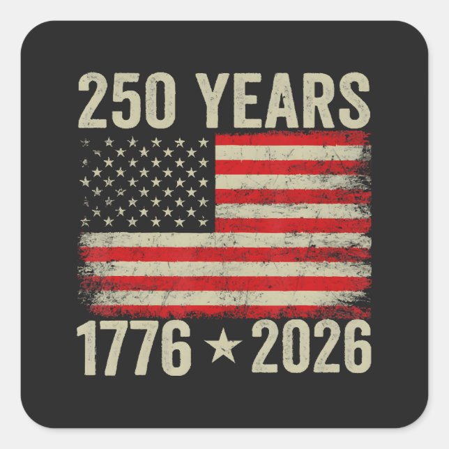 Sticker Carré Drapeau américain 250 ans 1776-2026 (Devant)