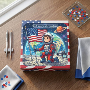 Sticker Carré Drapeau américain 250 ans de liberté Astronaute Ét