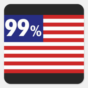 Sticker Carré Drapeau américain à 99 % - Occupy Wall Street