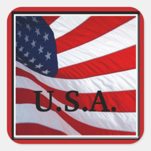 Sticker Carré Drapeau américain agitant