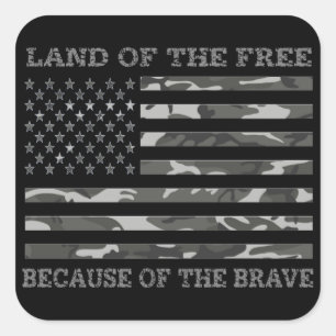 Sticker Carré Drapeau américain camouflage patriotique Terre de