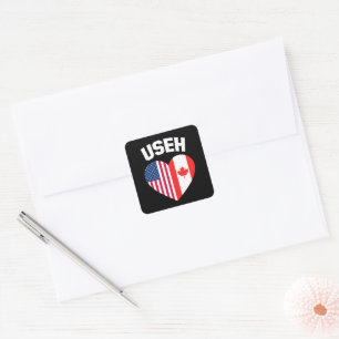 Sticker Carré Drapeau américain canadien drôle USEH américain ca