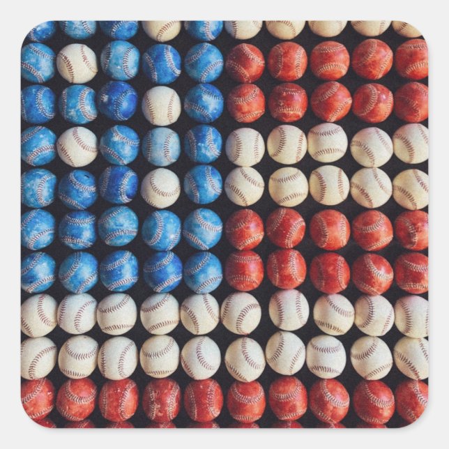 Sticker Carré Drapeau américain de baseball (Devant)