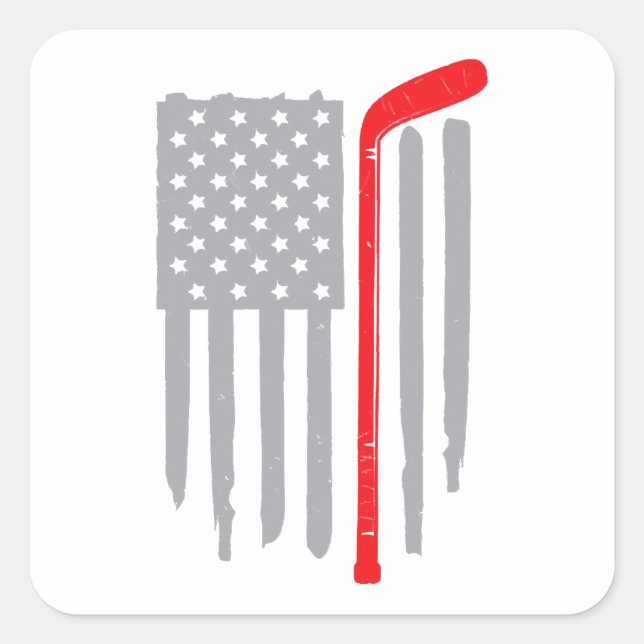 Sticker Carré Drapeau américain de hockey (Devant)