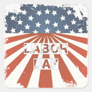 Sticker Carré Drapeau américain de la Fête du Travail