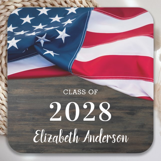 Sticker Carré Drapeau américain Patriotique (Créateur téléchargé)