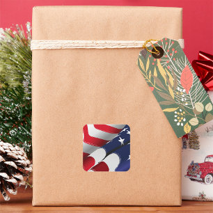 Sticker Carré Drapeau américain patriotique Design étoiles et ra