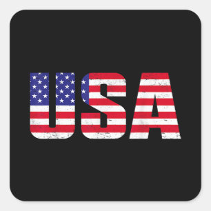 Sticker Carré Drapeau Américain Patriotique Pour Hommes Femmes E