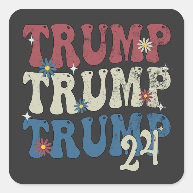 Sticker Carré Drapeau américain patriotique Trump 2024 4 juillet (Devant)