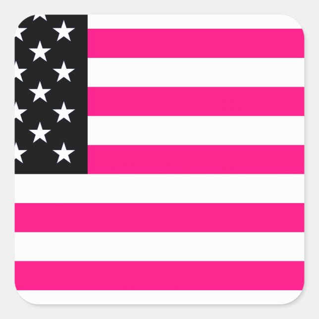 Sticker Carré drapeau américain rose (Devant)
