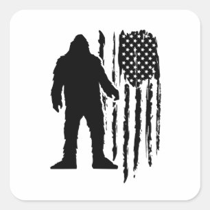 Sticker Carré Drapeau américain Sasquatch Bigfoot