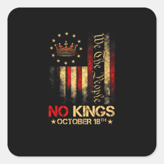 Sticker Carré Drapeau américain vintage No Kings 1776