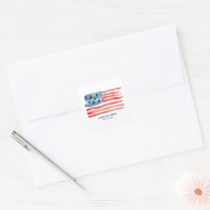 Sticker Carré Drapeau aquarelle moderne et minimaliste du 4 juil