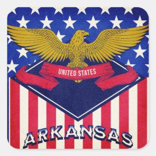 Sticker Carré Drapeau Arkansas USA