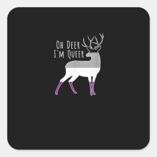 Sticker Carré Drapeau Asexué Oh Cerf Fierté Queer Drôle Design L