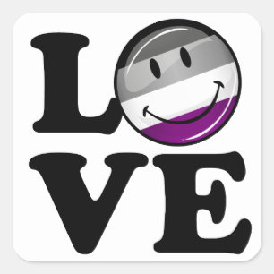 Sticker Carré Drapeau asexuel de fierté d'amour