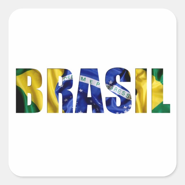 Sticker Carré Drapeau Brasil (Devant)