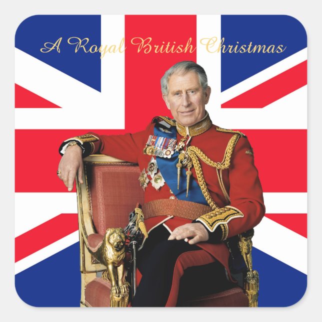 Sticker Carré Drapeau britannique King Charles III Salutation de (Devant)