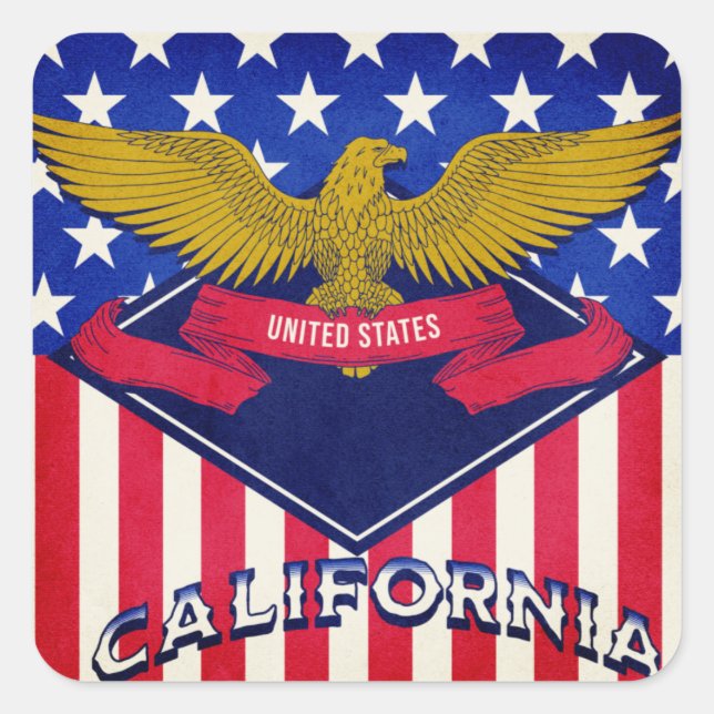 Sticker Carré Drapeau California USA (Devant)