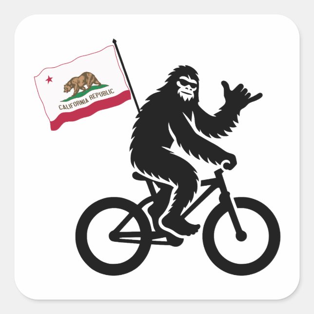 Sticker Carré Drapeau californien de Bigfoot Cycling (Devant)