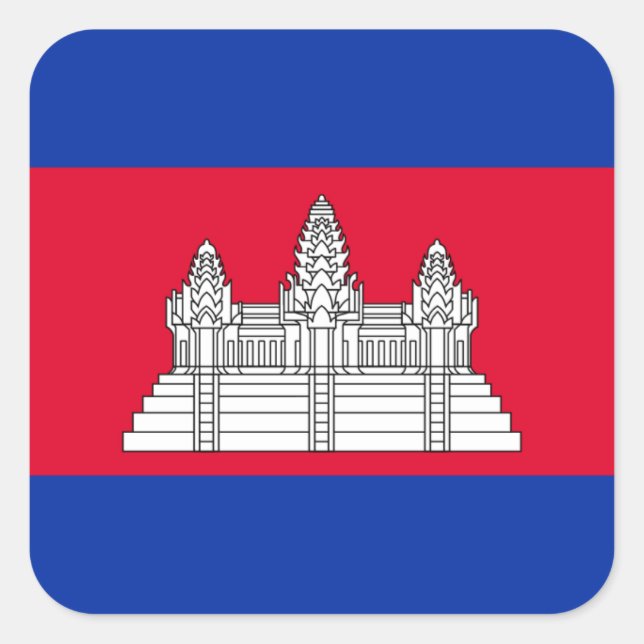 Sticker Carré Drapeau cambodgien, Drapeau du Cambodge (Devant)