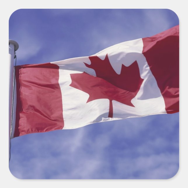 Sticker Carré drapeau canadien (Devant)
