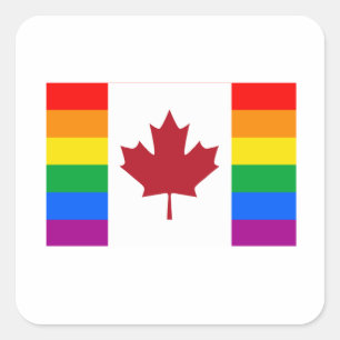 STICKER CARRÉ DRAPEAU CANADIEN DE GAY PRIDE