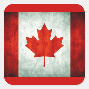 Sticker Carré Drapeau canadien en détresse