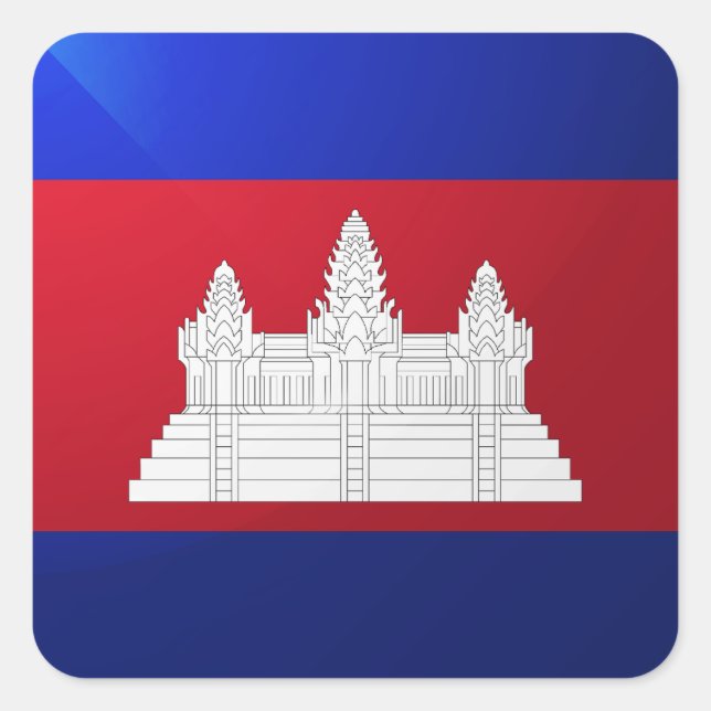 Sticker Carré Drapeau carré cambodgien (Devant)